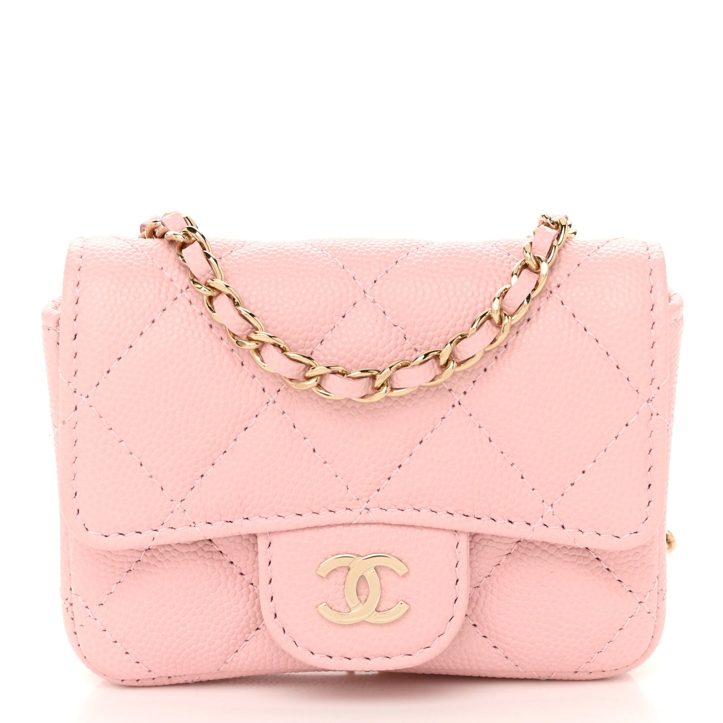 Caviar Quilted Mini Chain Belt Bag Light Pink