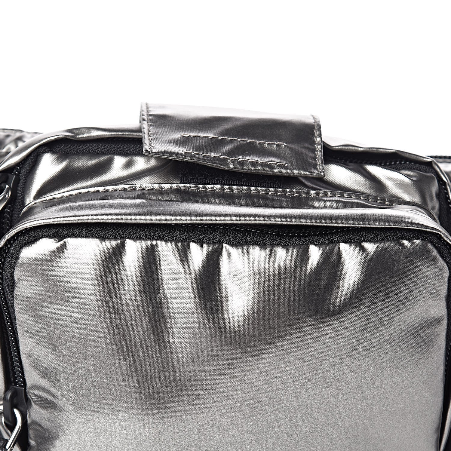 Prada Metallic Tessuto Nylon Metal Triple Pocket Belt Bag Ferro 7 of 9