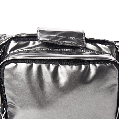 Prada Metallic Tessuto Nylon Metal Triple Pocket Belt Bag Ferro 7 of 9