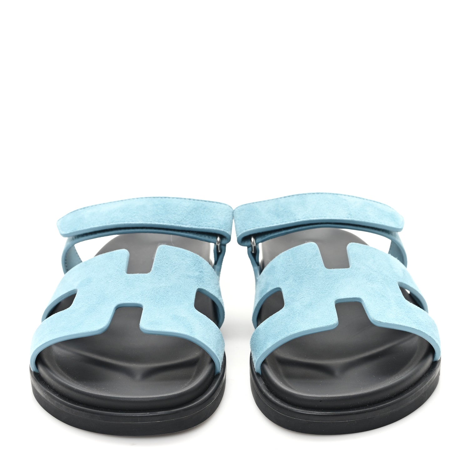 Hermes Suede Goatskin Womens Chypre Sandals 39 Bleu Mineral 3 of 10