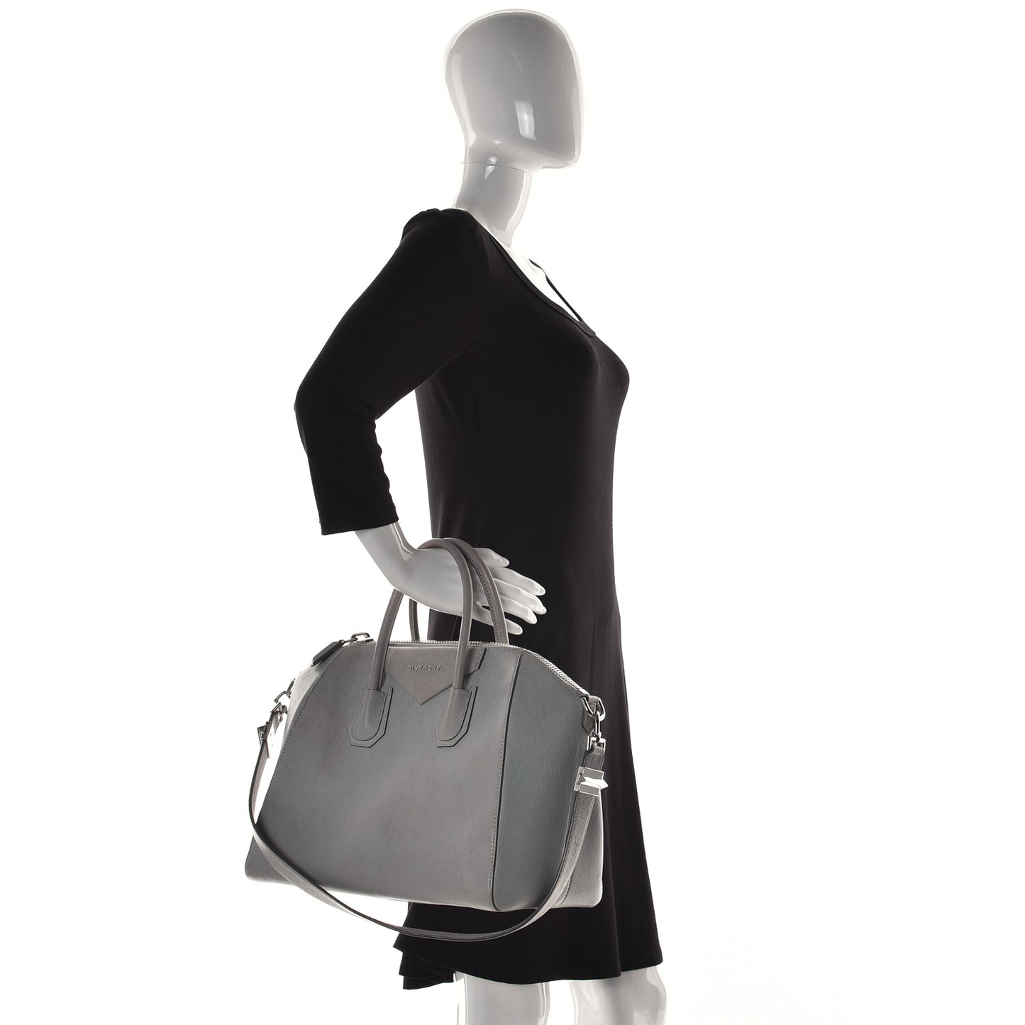 Sugar Goatskin Medium Antigona Pearl Grey