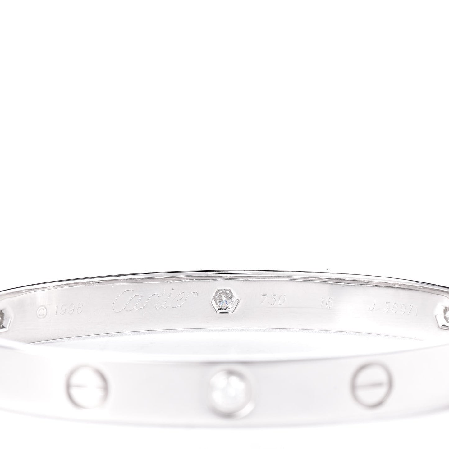 18K White Gold 6 Diamond LOVE Bracelet 16