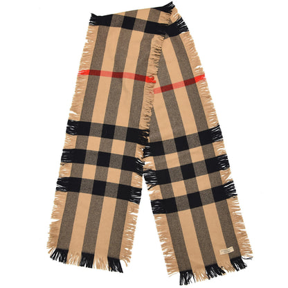 Burberry Wool Half Mega Check Fringe Scarf Camel 3 of 5