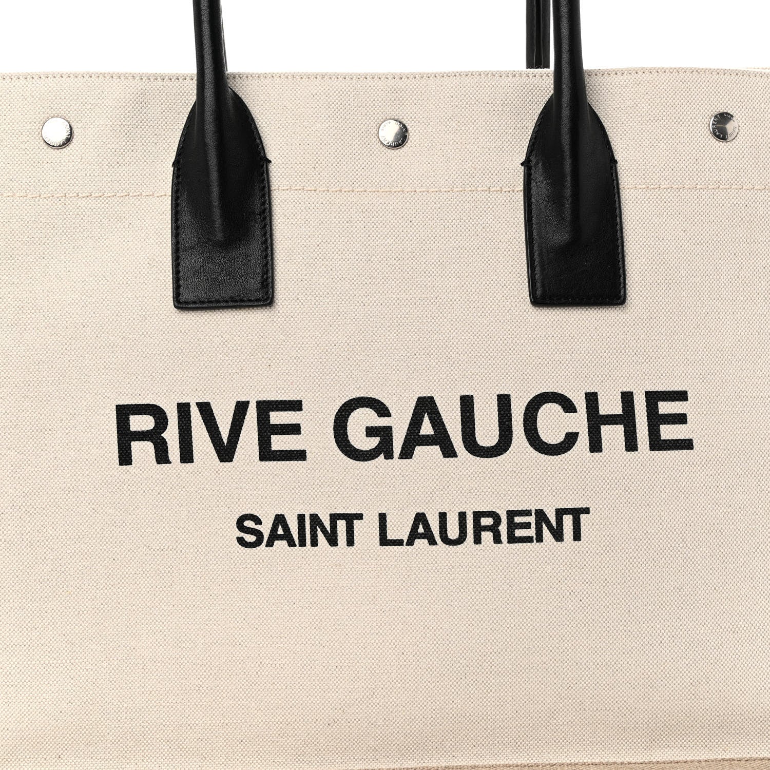 Saint Laurent Linen Calfskin Small Rive Gauche Tote Greggio Natural 7 of 10