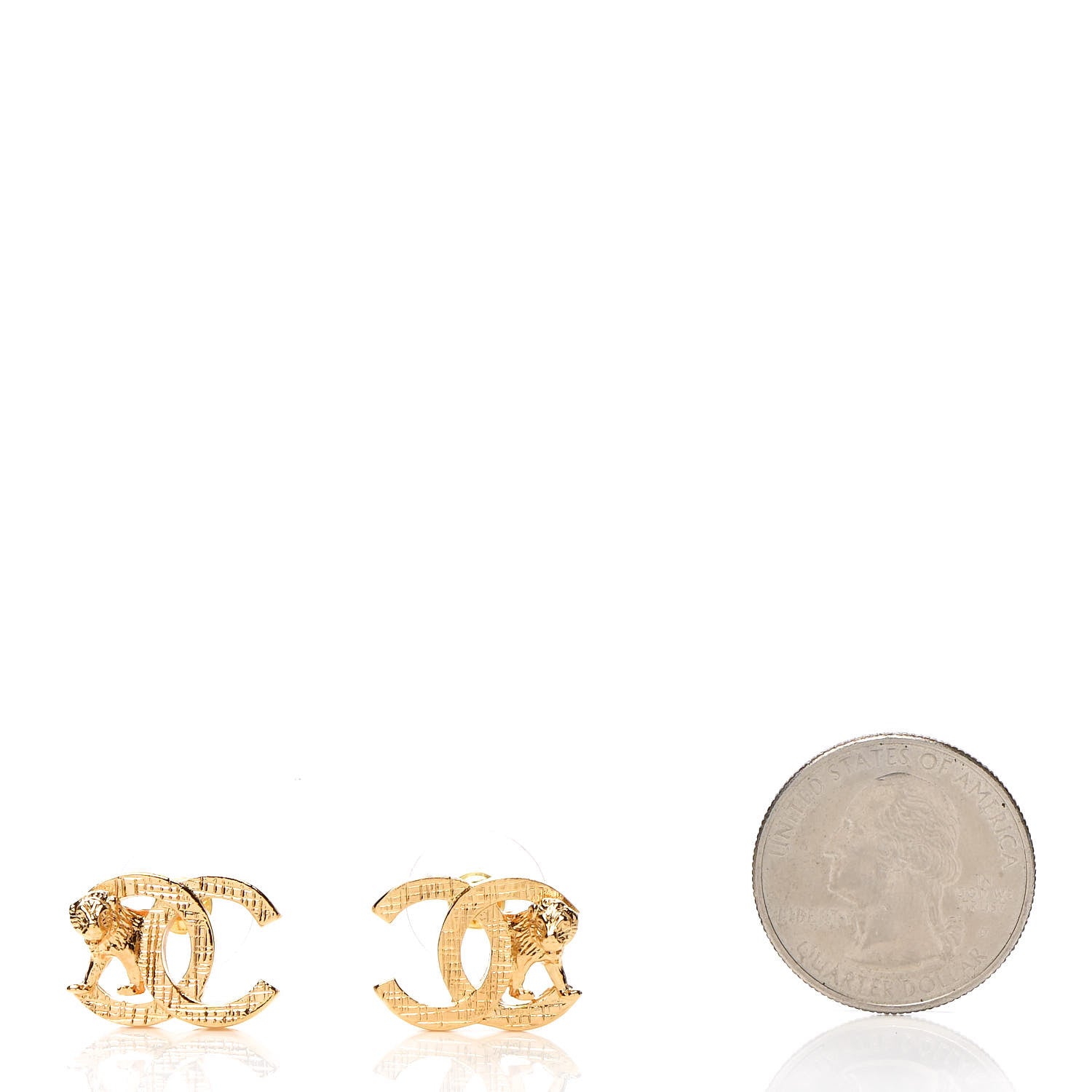 Chanel Metal CC Lion Earrings Gold 2 of 4