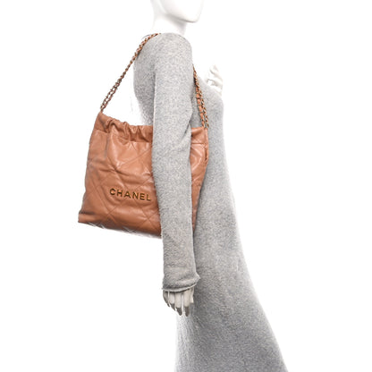 Chanel Shiny Calfskin Quilted Small Chanel 22 Camel 2 of 11