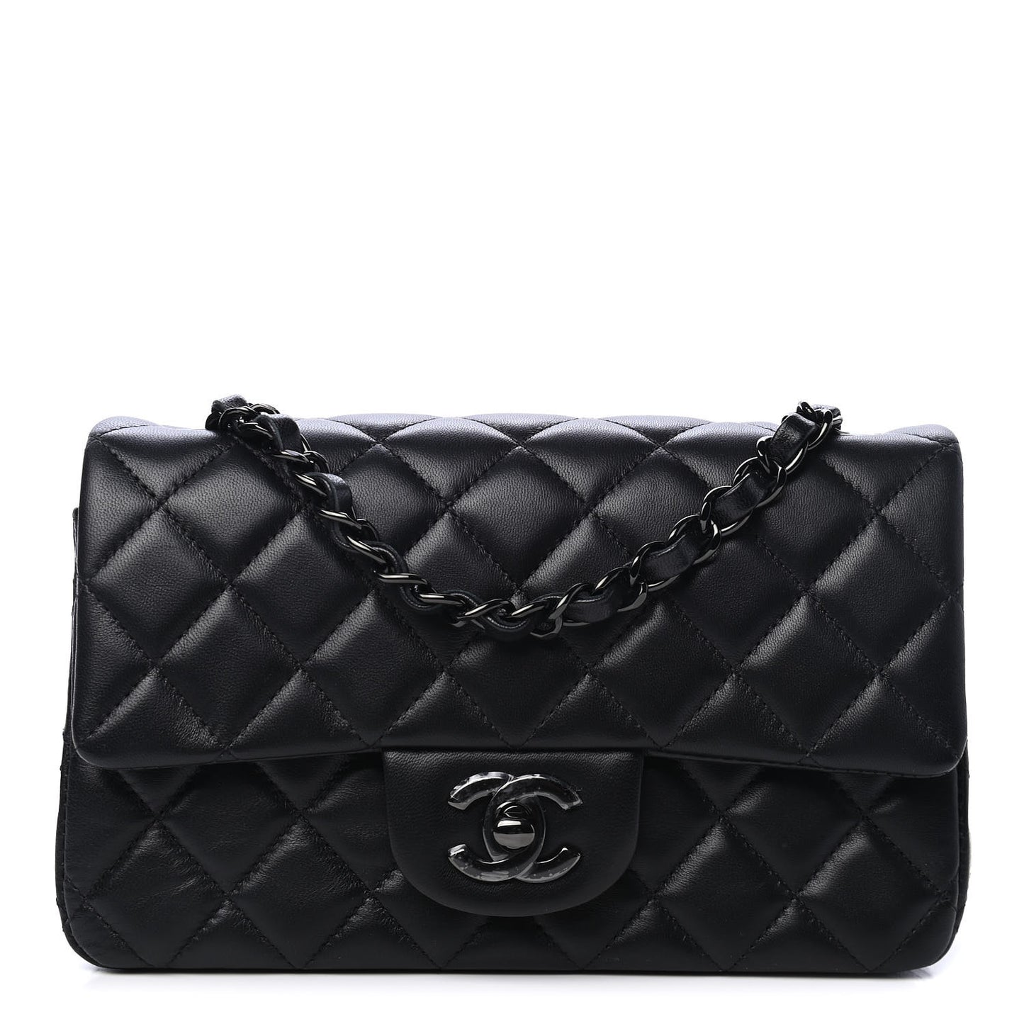 Lambskin Quilted Mini Rectangular Flap So Black