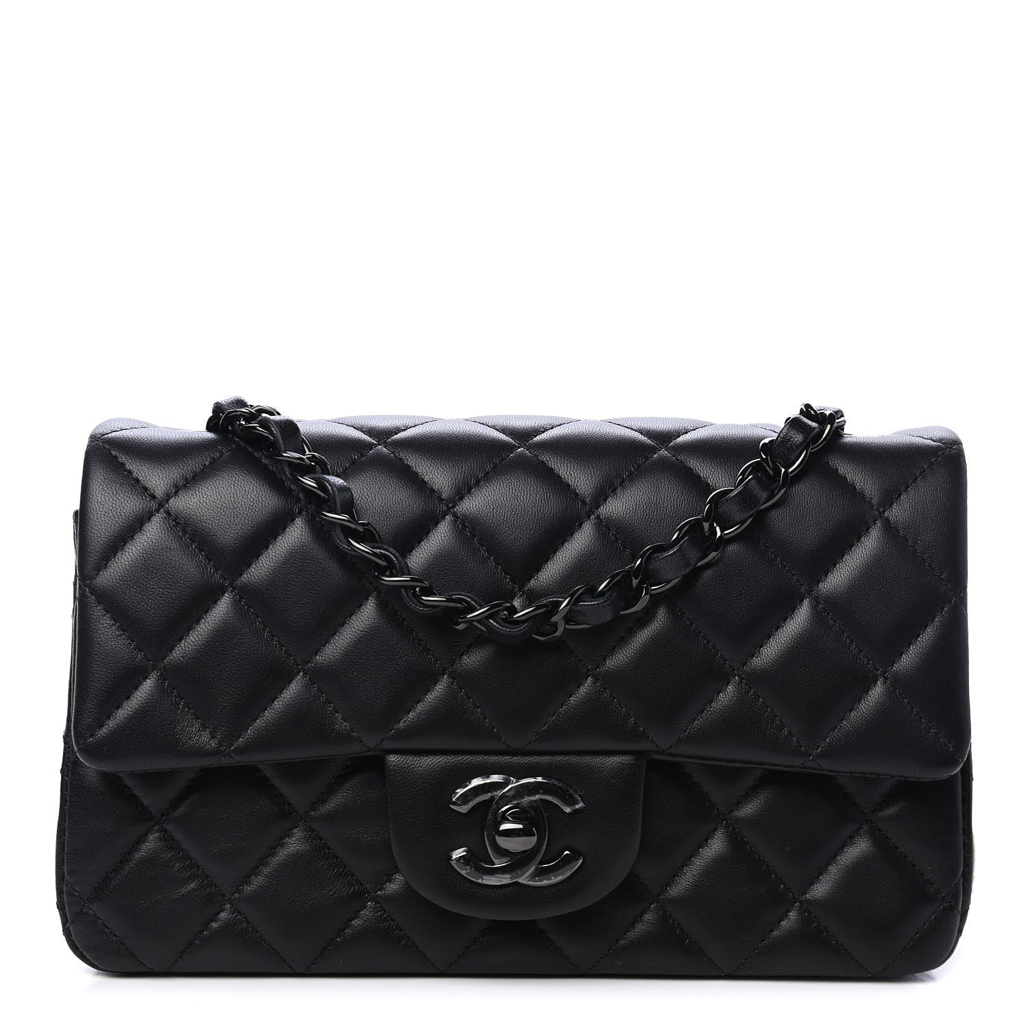 Chanel Lambskin Quilted Mini Rectangular Flap So Black 1 of 5