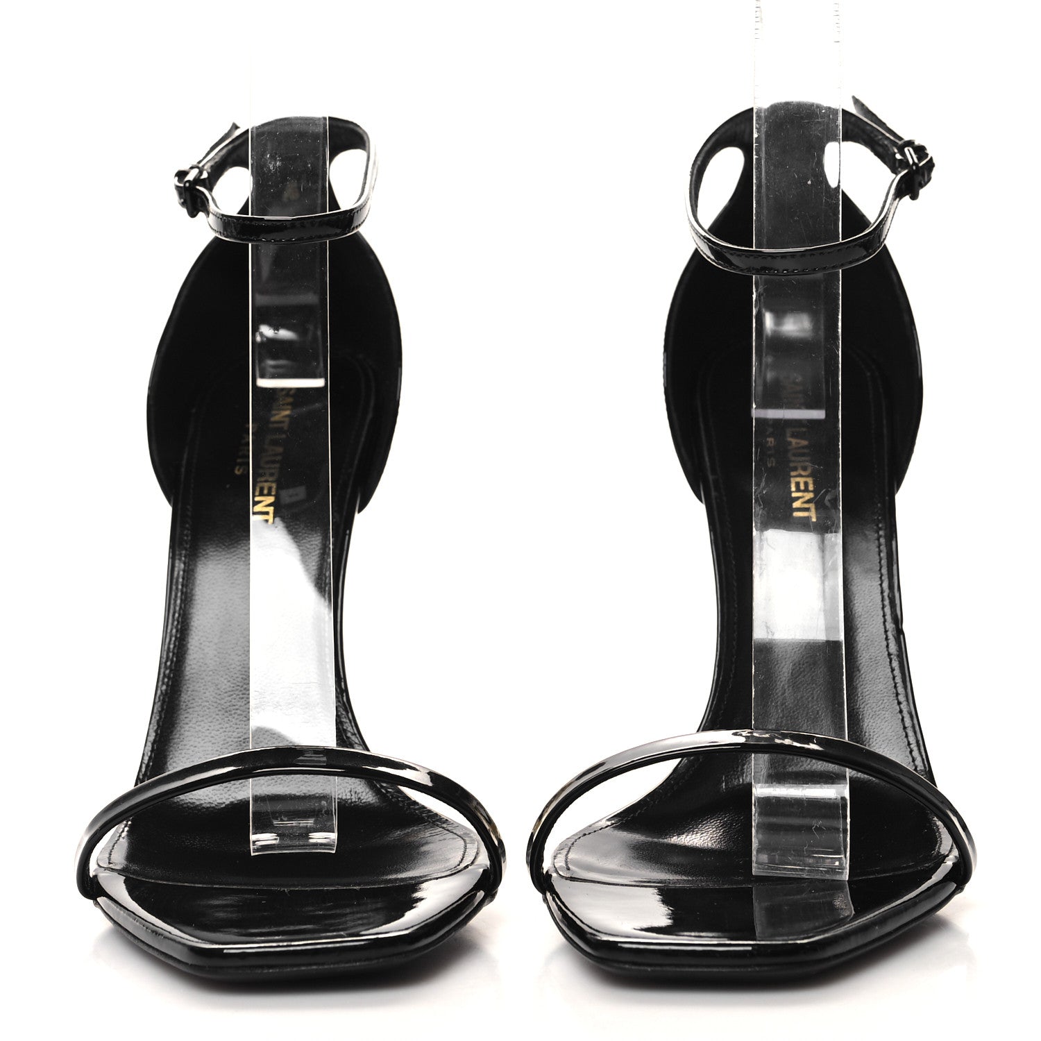 Saint Laurent Patent Calfskin Opyum 110 Sandals 39 Black Gold 2 of 9