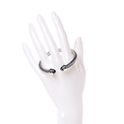 David Yurman Sterling Silver 14K Yellow Gold Amethyst 7mm Cable Classics Bracelet 2 of 5