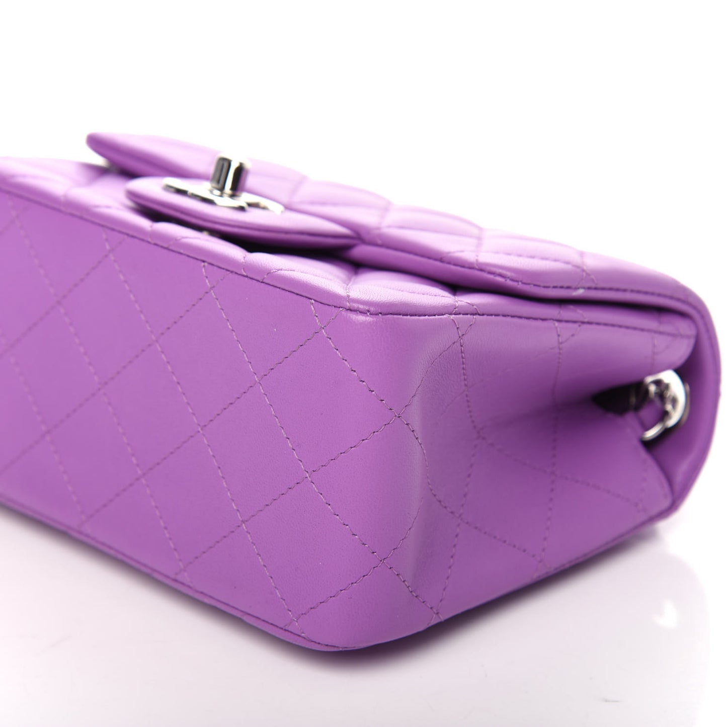 Lambskin Quilted Mini Square Flap Purple