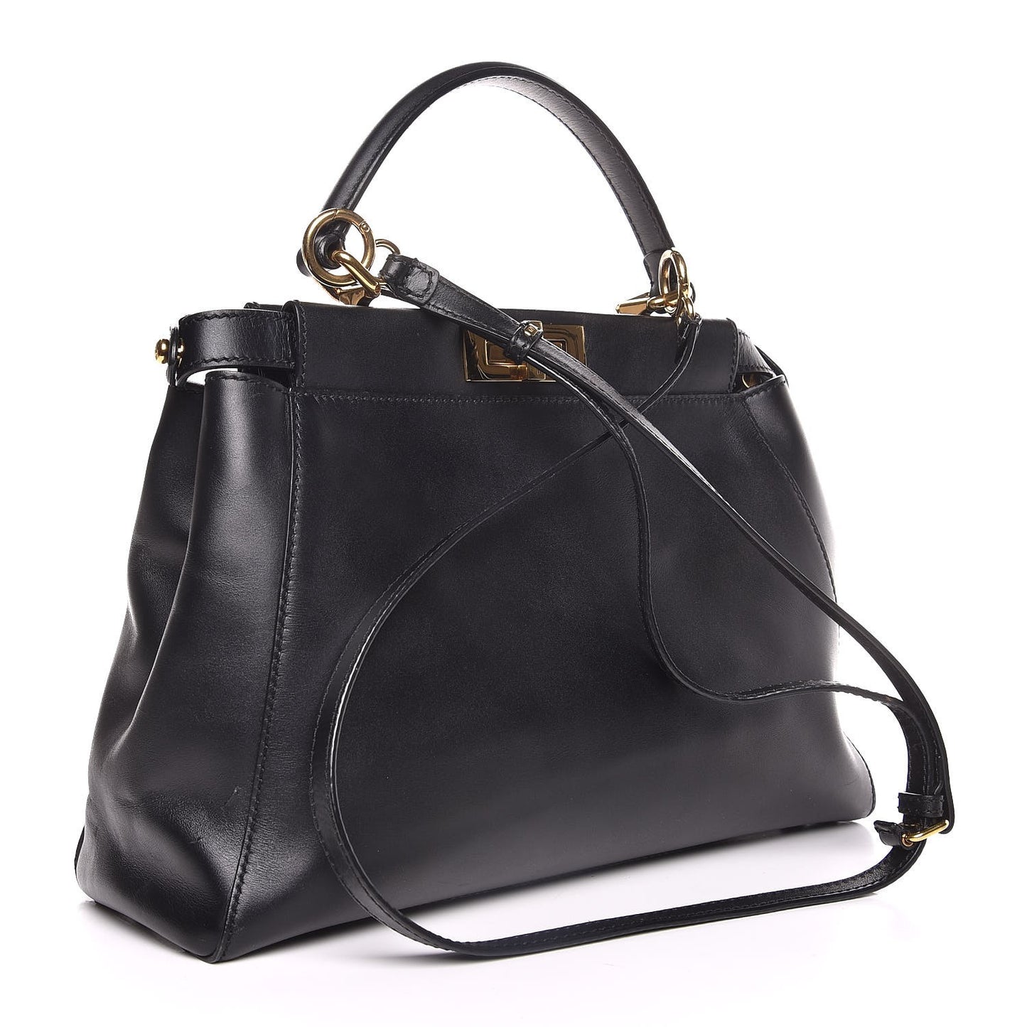 Vitello Morgan Shiny Nappa Medium Peekaboo Iconic Satchel Black