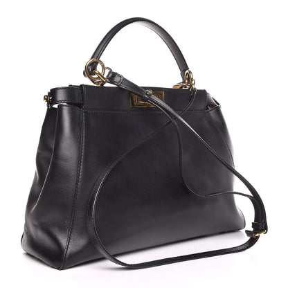 Fendi Vitello Morgan Shiny Nappa Medium Peekaboo Iconic Satchel Black 4 of 16