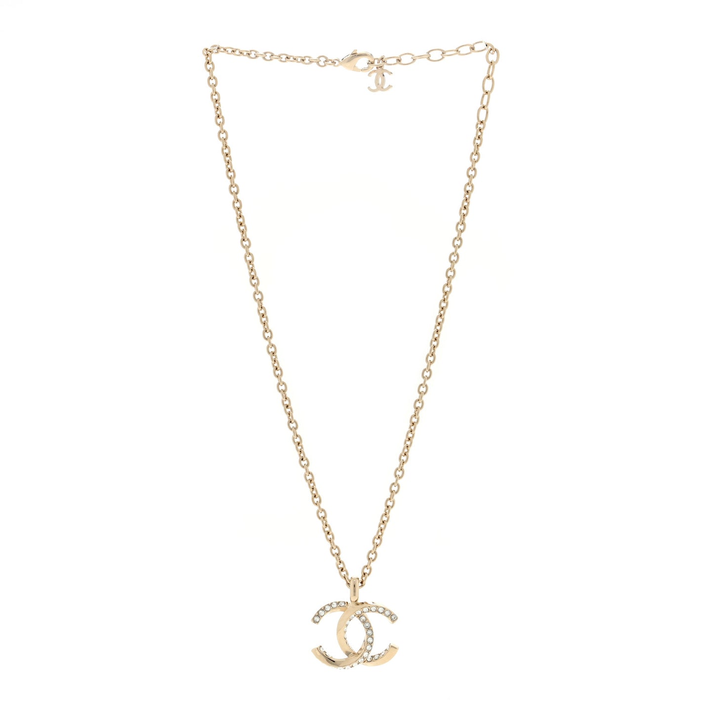 Metal Crystal CC Necklace Gold