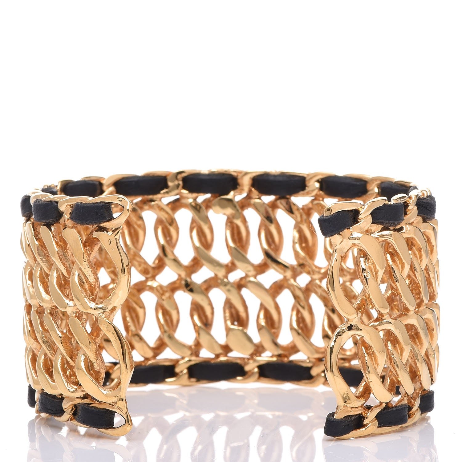 Chanel Lambskin Chain CC Cuff Black Gold 3 of 4