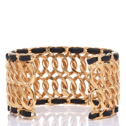 Chanel Lambskin Chain CC Cuff Black Gold 3 of 4