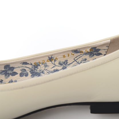 Gucci Calfskin Web Bow Womens Ballet Flats 37.5 Black Vintage White 8 of 9