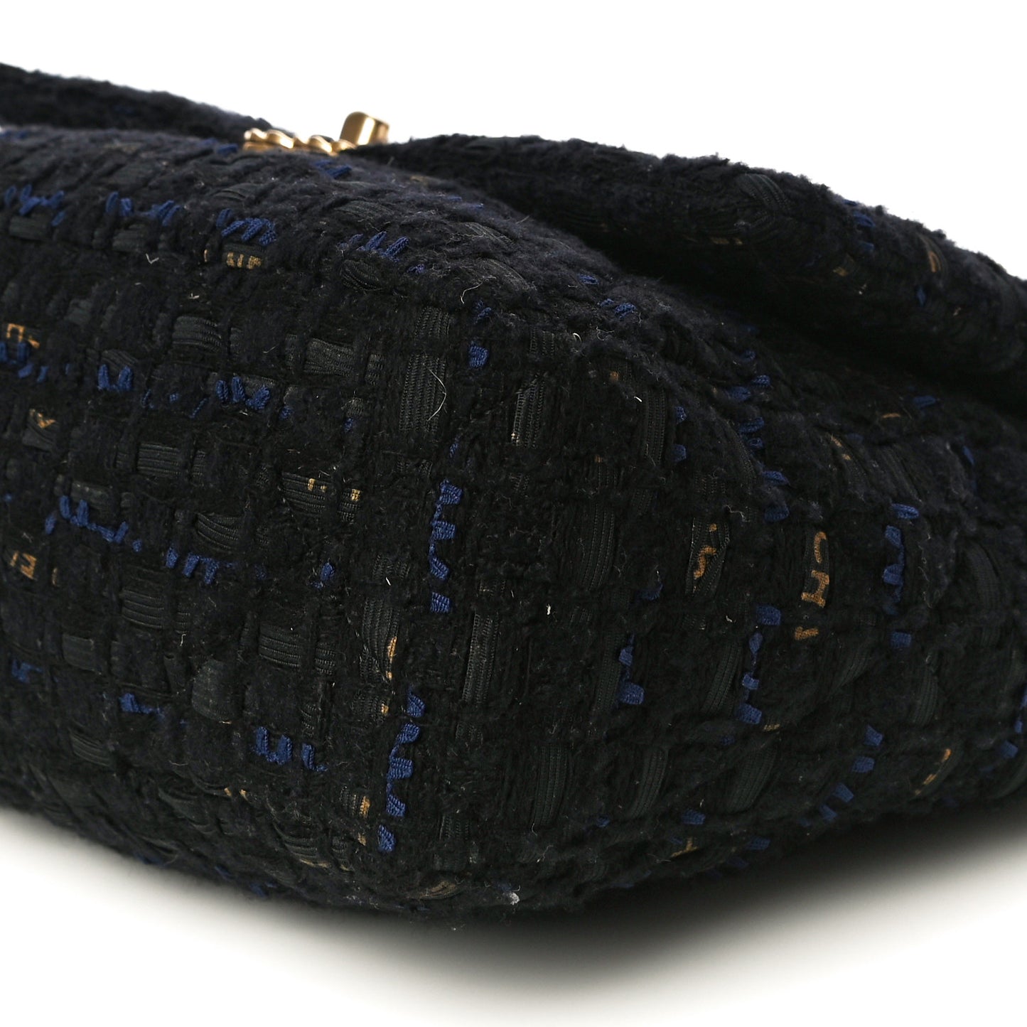 Tweed Quilted Large Chanel 19 Flap Black Navy Gold