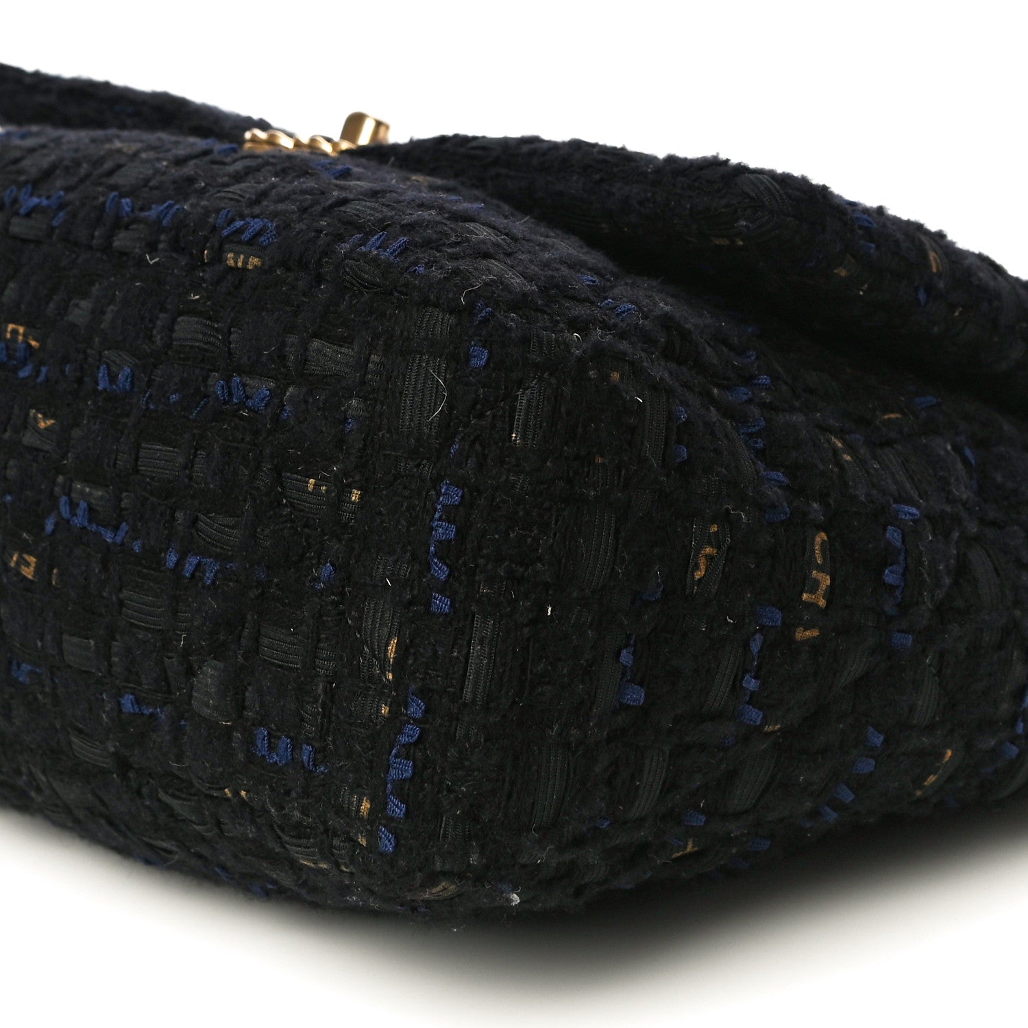 Chanel Tweed Quilted Large Chanel 19 Flap Black Navy Gold 10 of 13