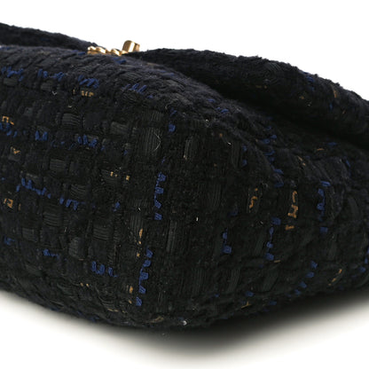 Chanel Tweed Quilted Large Chanel 19 Flap Black Navy Gold 10 of 13