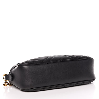 Gucci Calfskin Matelasse Small GG Marmont Chain Shoulder Bag Black 4 of 17