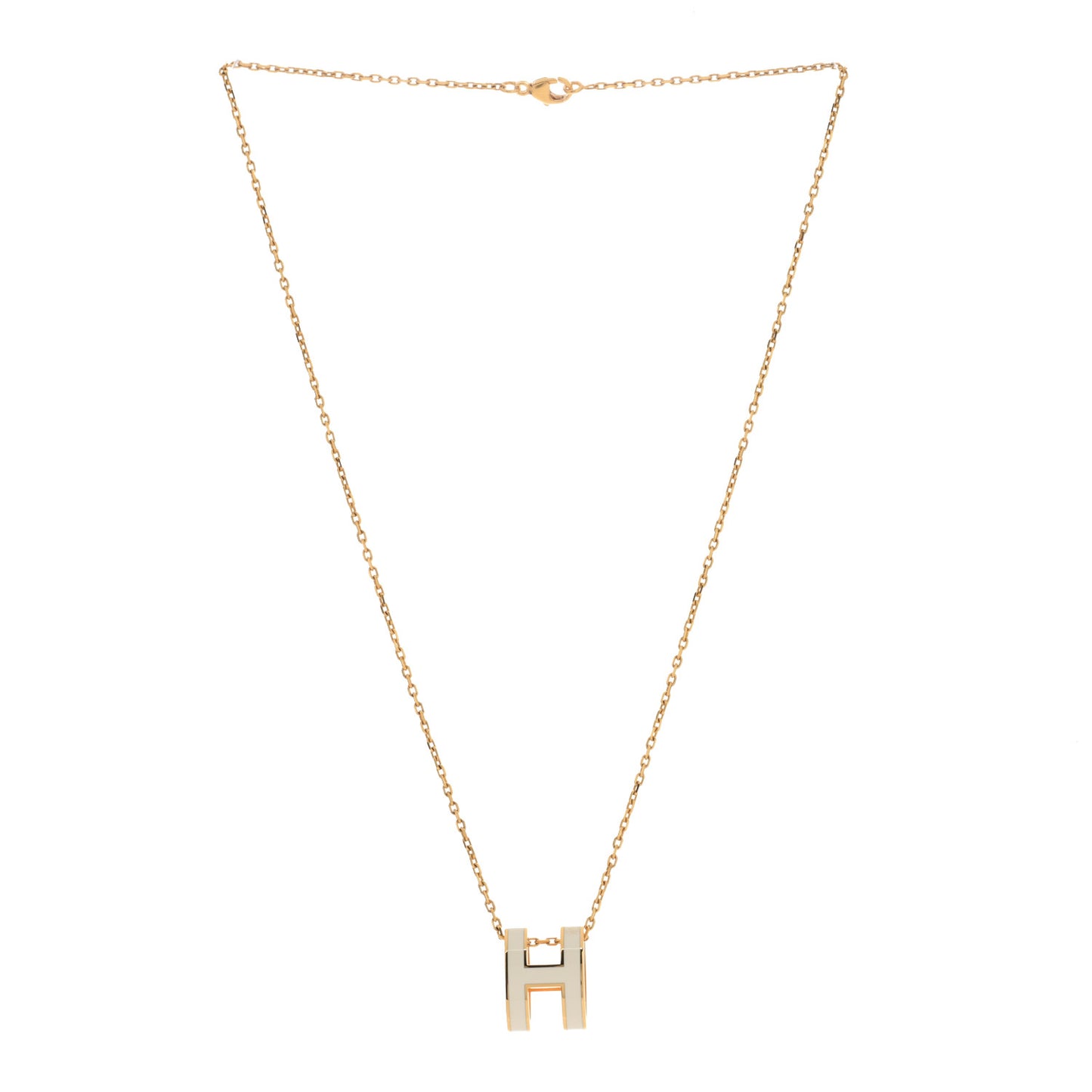 Lacquered Gold Pop H Pendant Necklace White