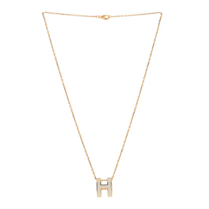 Hermes Lacquered Gold Pop H Pendant Necklace White 2 of 3