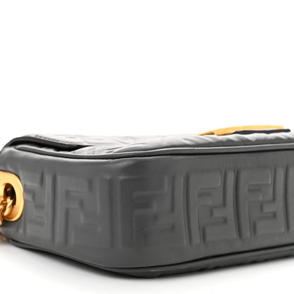 Fendi Nappa Small FF Embossed Mid Chain Baguette Anthracite 9 of 10
