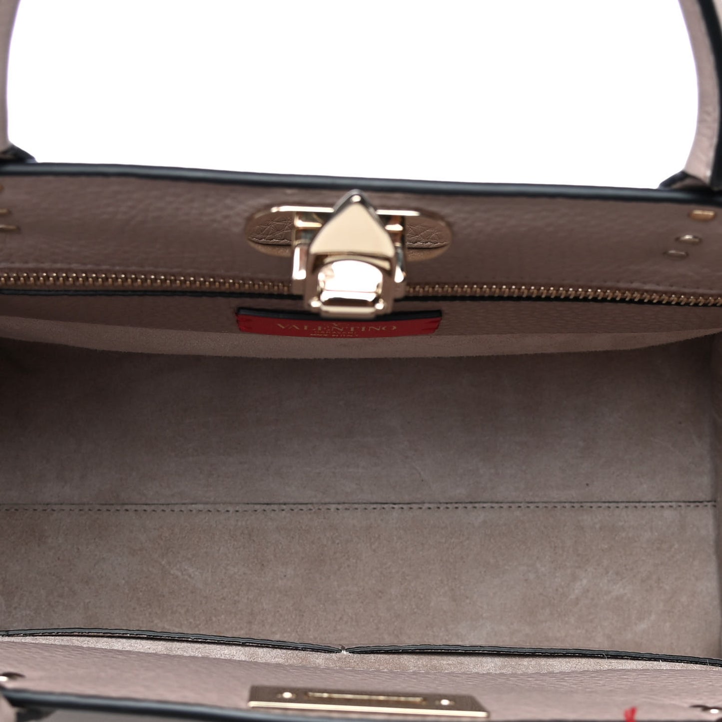 Pebbled Calfskin Small Rockstud Double Handle Bag Poudre
