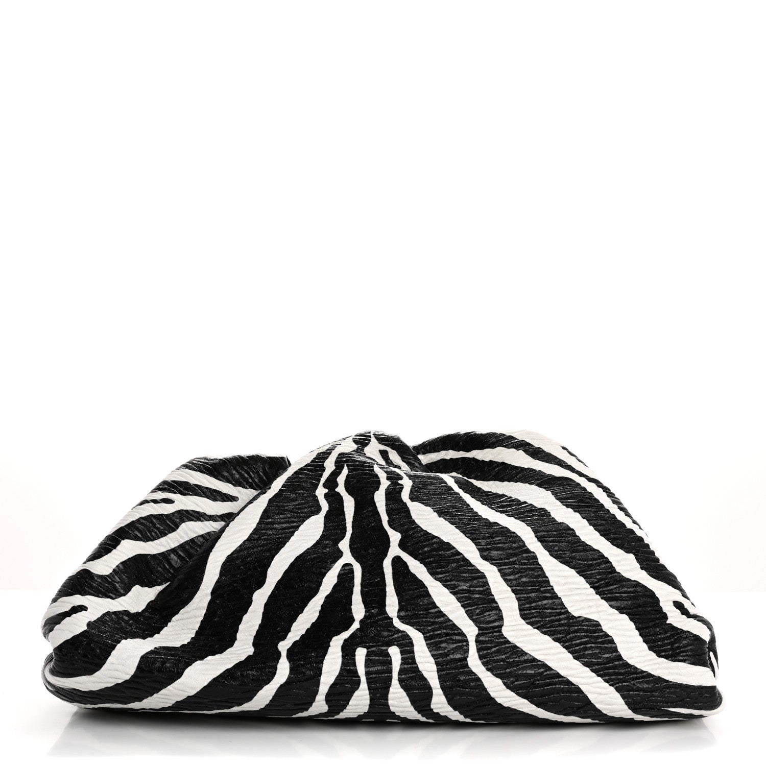 Bottega Veneta Nappa Zebra Print The Pouch Oversized Clutch White Black 1 of 10