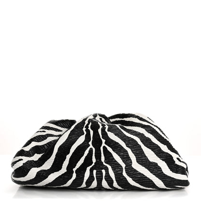 Bottega Veneta Nappa Zebra Print The Pouch Oversized Clutch White Black 1 of 10