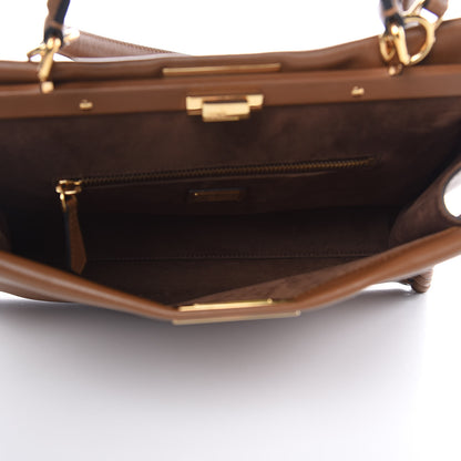 Fendi Calfskin Lace Up Large Peekaboo Iconic Satchel Cognac 5 of 11