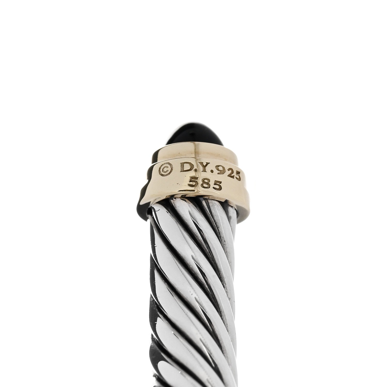 David Yurman Sterling Silver 14K Yellow Gold Black Onyx 5mm Cable Classics Petite Color Bracelet 3 of 3
