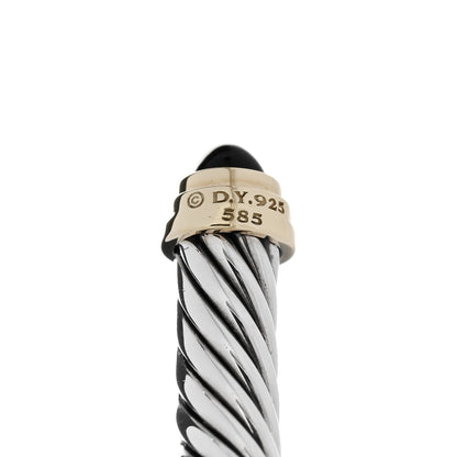 David Yurman Sterling Silver 14K Yellow Gold Black Onyx 5mm Cable Classics Petite Color Bracelet 3 of 3