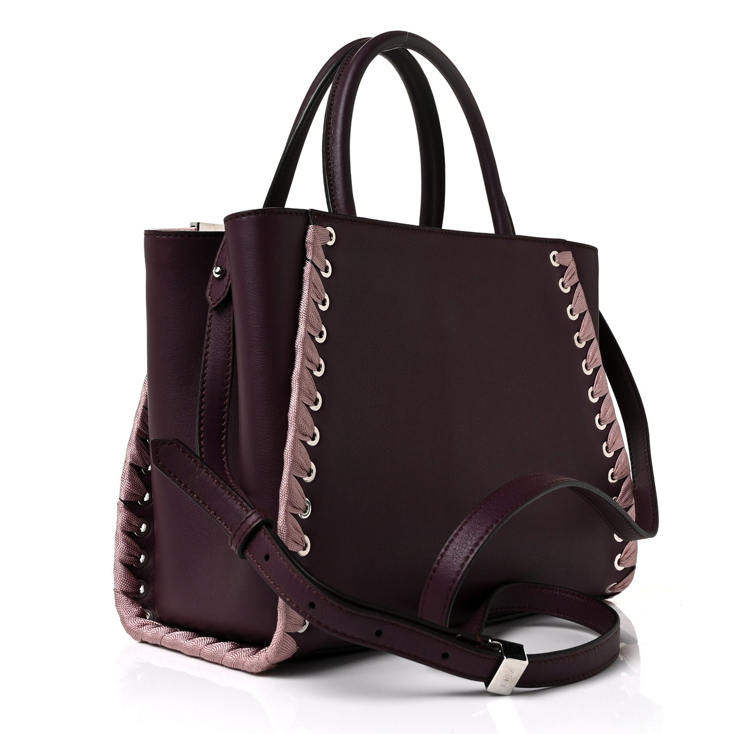 Vitello Dolce Ribbon Lace Up Petite 2Jours Tote Dark Red Rosa Doll