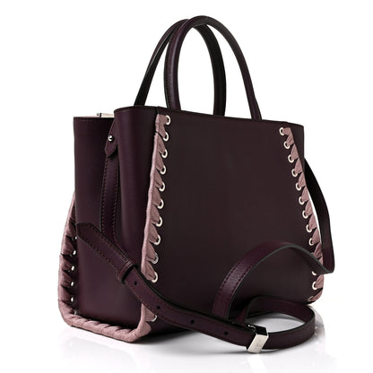Fendi Vitello Dolce Ribbon Lace Up Petite 2Jours Tote Dark Red Rosa Doll 2 of 8