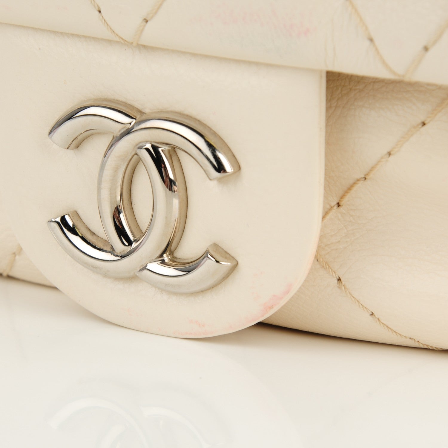 Chanel Glazed Calfskin XL On The Road Flap Ivory 8 of 12
