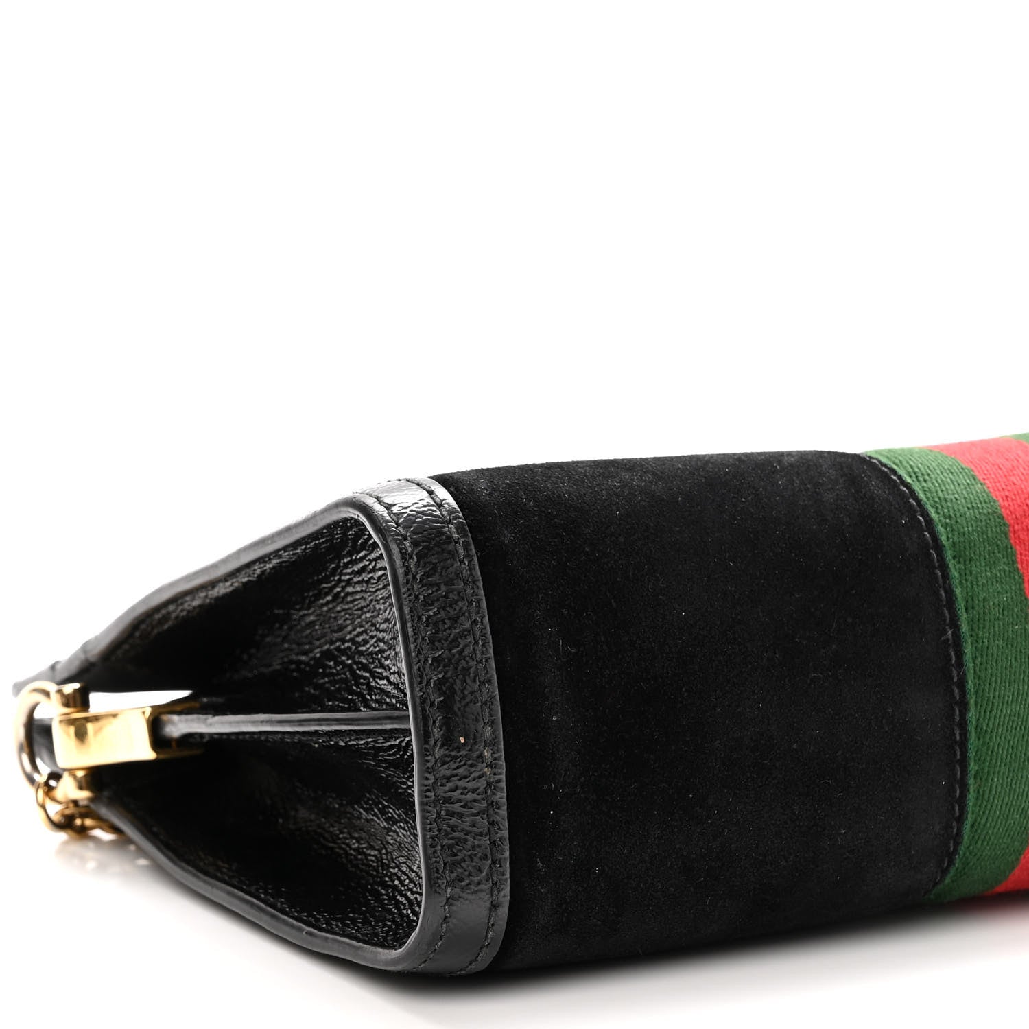 Gucci Suede Patent GG Web Small Ophidia Chain Shoulder Bag Black 9 of 10