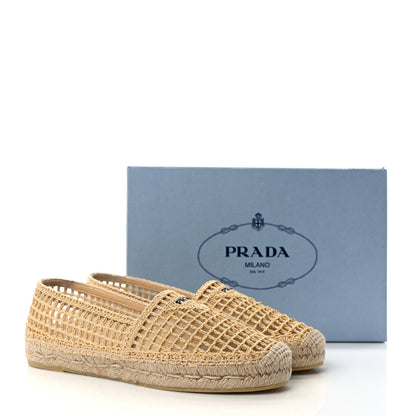 Prada Raffia Triangle Logo Crochet 20mm Espadrilles 40 Naturale 8 of 8