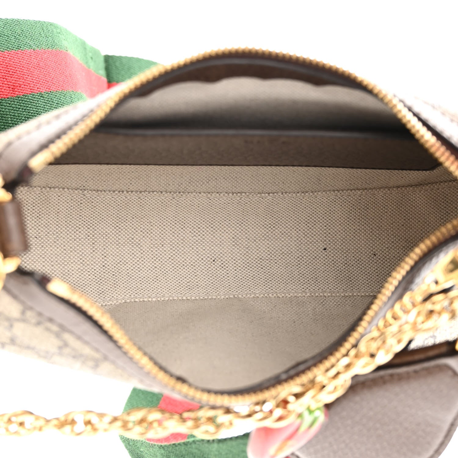 Gucci GG Supreme Monogram Textured Dollar Calfskin Web Small Ophidia GG Handbag Beige Ebony New Acero 5 of 10