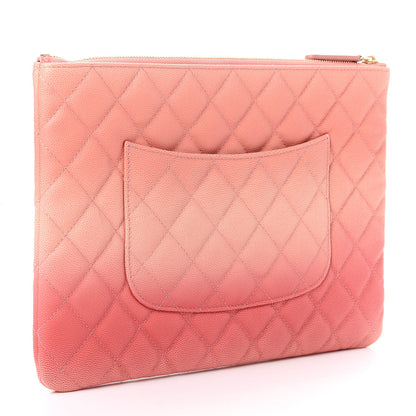 Chanel Caviar Quilted Ombre Medium Cosmetic Case Coral 3 of 8