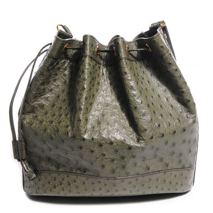 Hermes Ostrich Market Drawstring Bag 25 Vert Olive 1 of 10