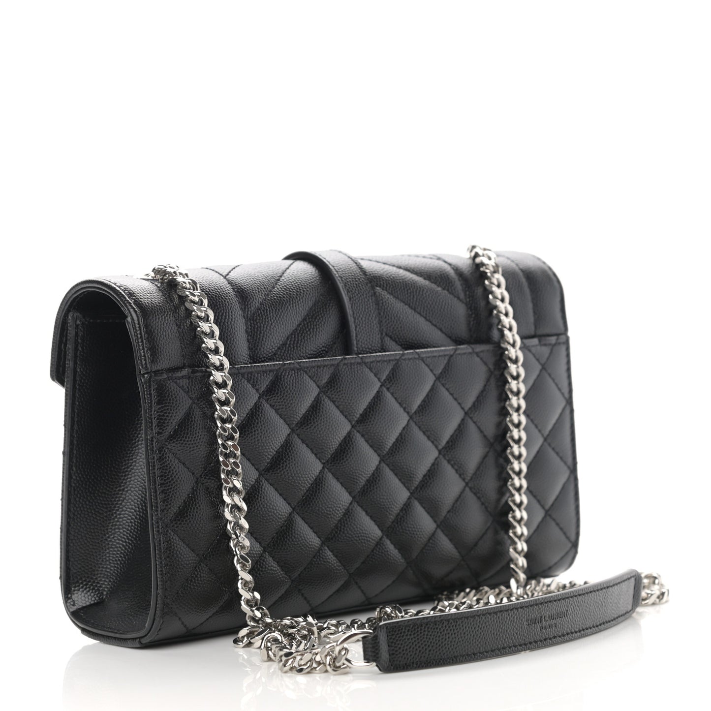Grain De Poudre Textured Mixed Matelasse Triquilt Small Monogram Satchel Black