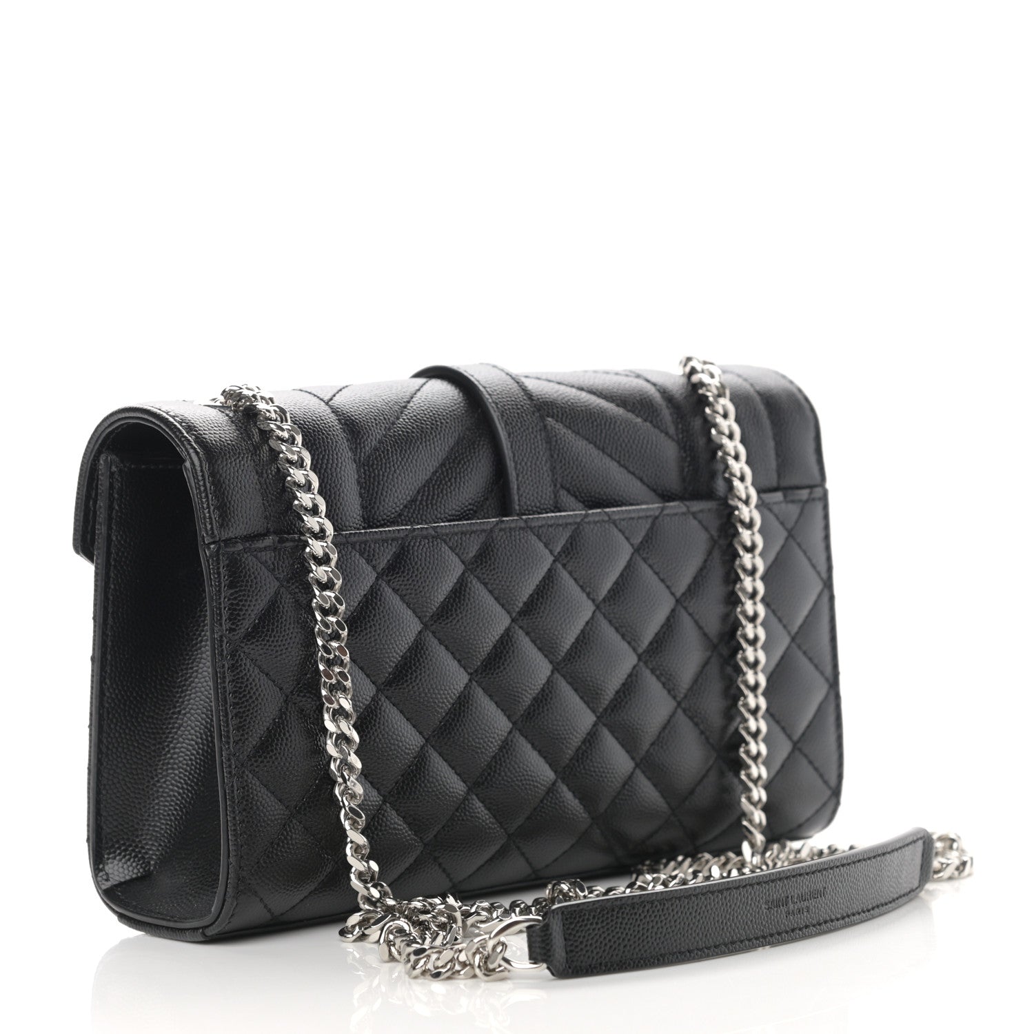 Saint Laurent Grain De Poudre Textured Mixed Matelasse Triquilt Small Monogram Satchel Black 3 of 12