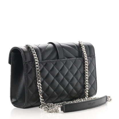 Saint Laurent Grain De Poudre Textured Mixed Matelasse Triquilt Small Monogram Satchel Black 3 of 12