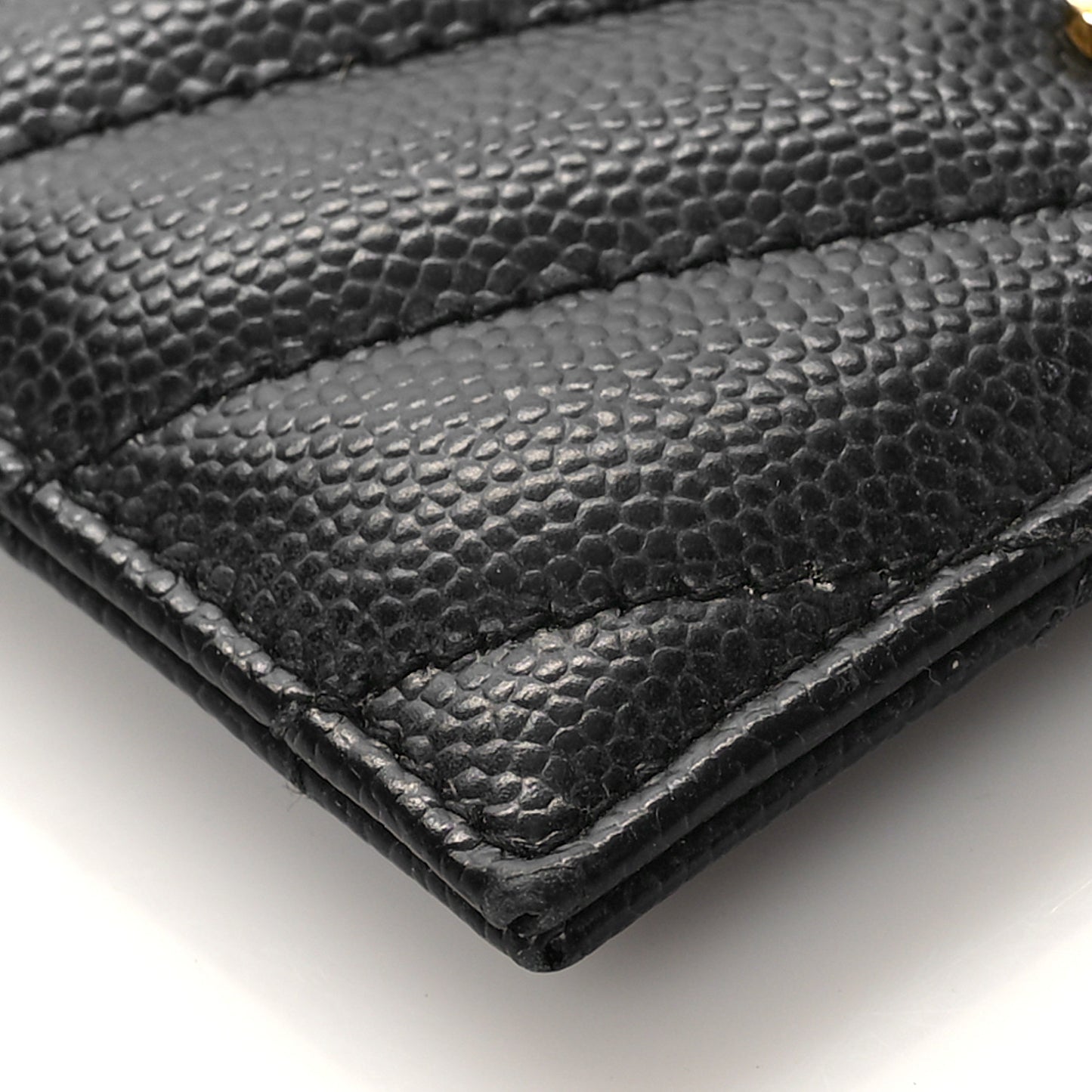 Grain De Poudre Matelasse Chevron Monogram Credit Card Case Black