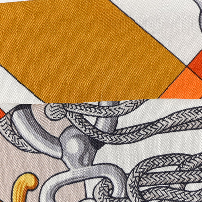Hermes Silk Cliquetis Twilly Orange White Gold 6 of 6