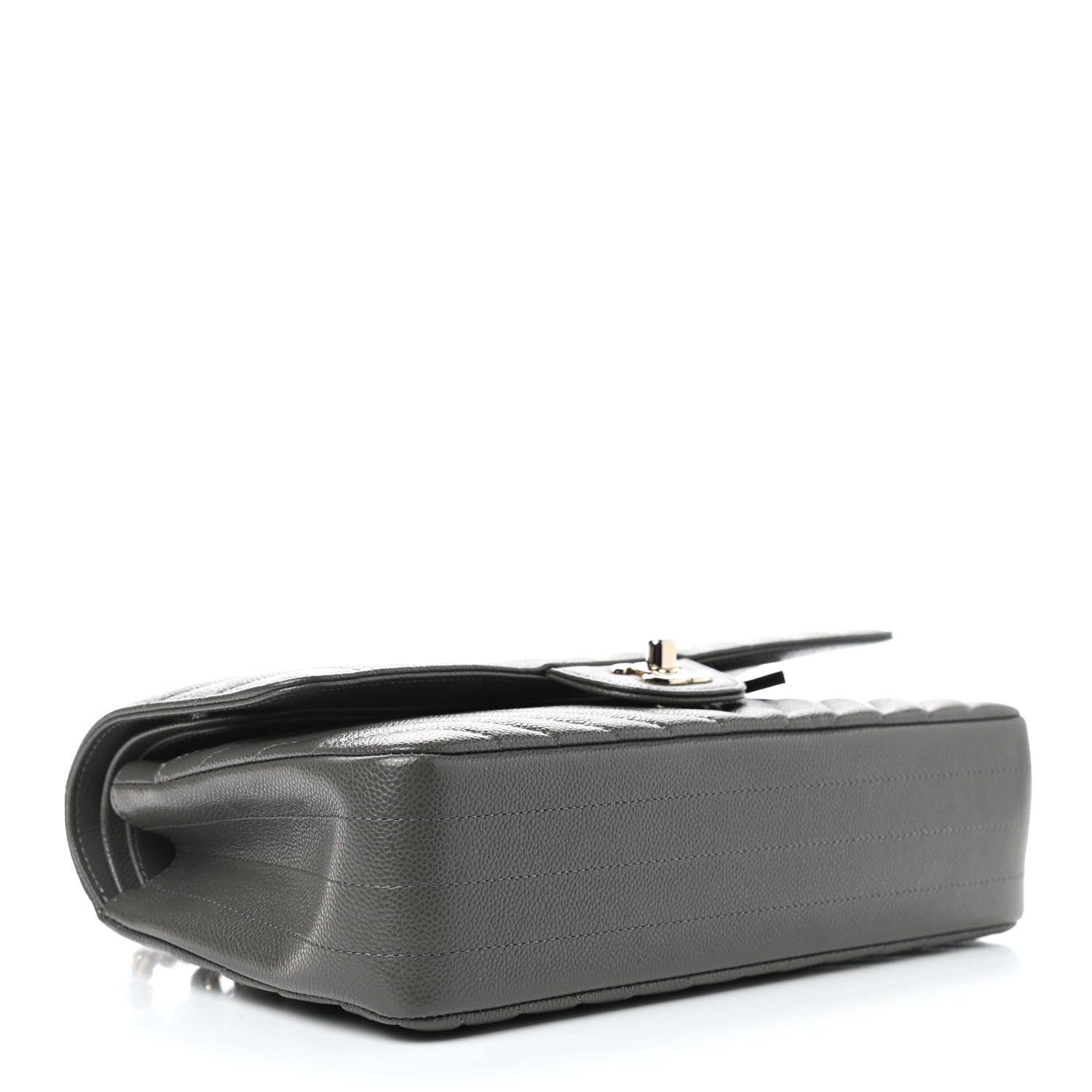 Chanel Caviar Chevron Quilted Medium Double Flap Dark Grey 4 of 10