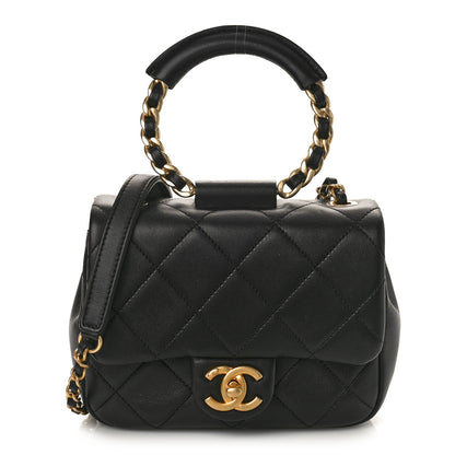 Chanel Lambskin Quilted Small Circular Handle Bag Black 1 of 9