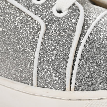 Christian Louboutin Glitter Calfskin Vieira Flat Sneakers 40.5 Silver 10 of 12
